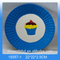 Platos de helado de cerámica azul, placa de caramelos de cerámica para la cocina